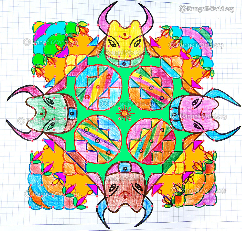 Mattu pongal festival kolam with dots