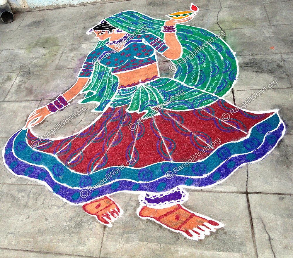 Woman Dance Rangoli